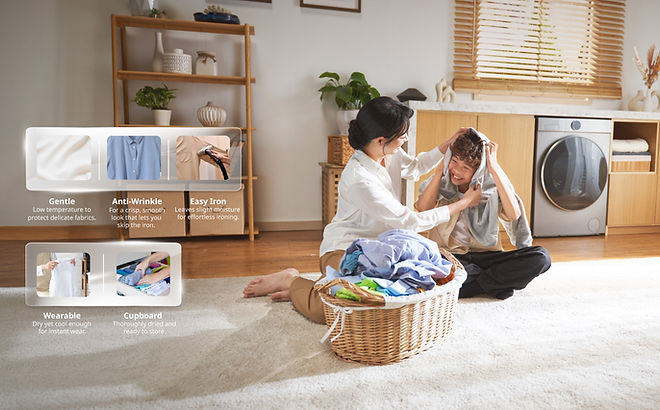 Manfaat Coway Washer Dryer: gentle, anti-wrinkle, easy iron, wearable, cupboard